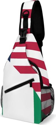 Generic U.S. And Nigeria Flag Unisex Shoulder Bags Casual Crossbody Chest Bag Sling Backpack for Hiking Cycling Travel
