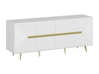 Vente-Unique Aparador con 4 puertas de MDF - Blanco y dorado - MOLYA de Pascal MORABITO
