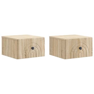 vidaXL Mesita De Noche De Pared 2 Pcs Roble Sonoma 33 X 34,5 X 20 Cm Vidaxl