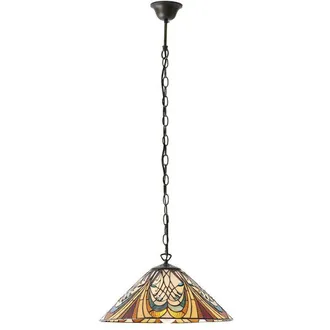 Loops Tiffany Glass Hanging Ceiling Pendant Light Bronze Chain Down Lamp Shade i00121 in Clear