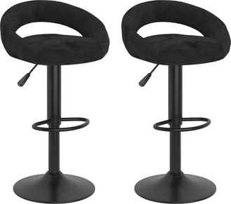 vidaXL Taburetes De Cocina 2 Unidades Terciopelo Negro Vidaxl