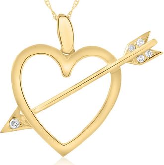 Pompeii3 14k Heart & Arrow Diamond Pendant Necklace in White Yellow, or Rose Gold 1 Tall