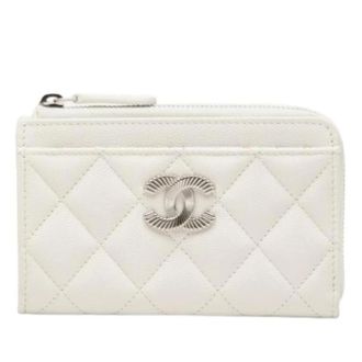 Chanel Pre-owned Wallets, female, White, Size: ONE SIZE Pre-owned Caviar Card Case Coin Case