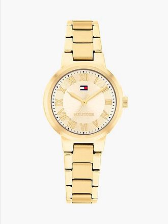Tommy Hilfiger Reloj de eslabones chapado en oro