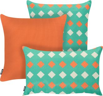 Beliani Conjunto De 3 Cojines Decorativos Para Exterior Accesorios De Jard&iacute;n Multicolor Canna
