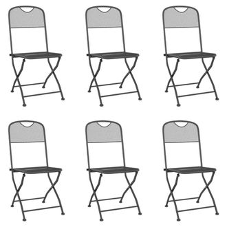 Berkfield Home Beautiful 7 Piece Garden Dining Set Anthracite Metal Mesh in Black