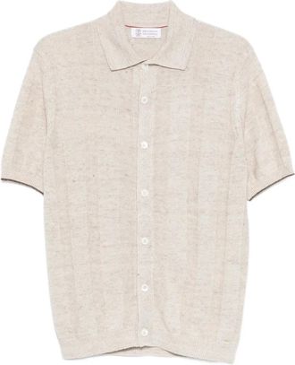 Brunello Cucinelli button-up ribbed-knit shirt - Beige