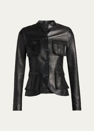 Tom Ford Silky Guanteria Lambskin Leather Single-Breasted Petite Jacket