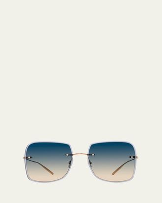 Barton Perreira Sharona Blue Titanium Acetate Square Sunglasses