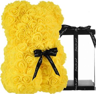 Trade Shop Trade Shop - Oso De Peluche Rose Oso Con Flores Artificiales Desde 25 Cm De San Valent&iacute;n - Amarillo