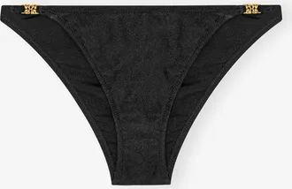 Ganni Black Emblem Mini Briefs - Size 10/12 Recycled Nylon