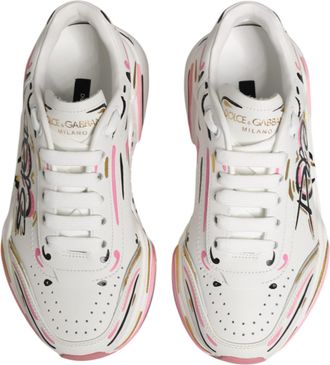 Dolce & Gabbana Womens Multicolor Hand Painted Daymaster Sneaker Shoes Calf Leather