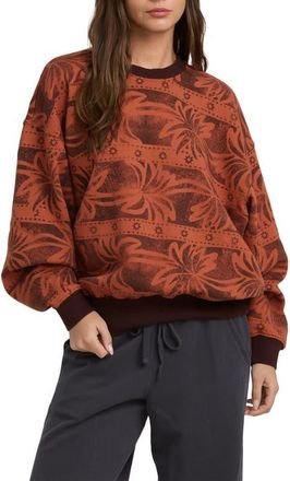 Billabong Vida Palms Print Sweatshirt in Teak at Nordstrom, Size X-Small