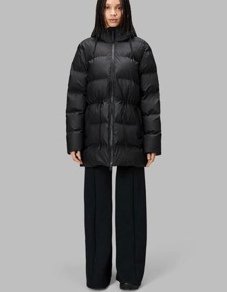 Rains Womens Rains W Alta Unisex Puffer Parka - 01 Black - Size: 10/8