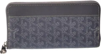 Goyard Grey Goyardine Coated Canvas Matignon Zip Around GM Wallet (Authentic