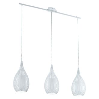 Loops Pendant Light Colour White Steel Shade White Satin Glass Steel Bulb E27 3x60W