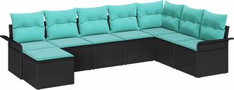 vidaXL Conjunto De Sof&aacute; De Jard&iacute;n 8 Uds. Negro Polirat&aacute;n Vidaxl