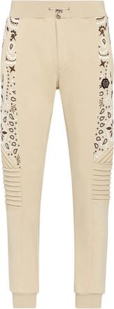 Philipp Plein Joggingbroek Paisley Bandana - Heren - Sweatpants - Beige - 2XL - Katoen - Broeken