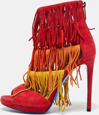 Loriblu Multicolor Suede Cut Out Fringe Platform Sandals