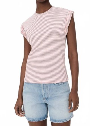 Pistola Denim Olivia Tee In White Ruby Stripe