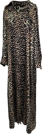 Ganni Ganni Leopard Midi Shirt Dress in Animal Print Cotton