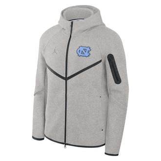 Nike North Carolina Tech Fleece Windrunner Nike Mens Brand College Full-Zip Hooded Jacket in Grey | 0JL4086NNCN-J35