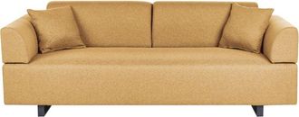 Beliani Beliani - 3 Seater Sofa Removable Armrests and Backrest with 2 Side Tables Yellow Sokna