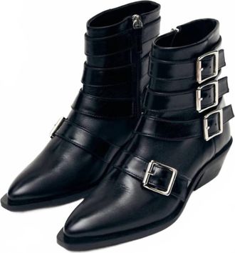 Alohas Womens Eras Leather Ankle Boots In Black