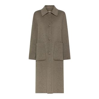 Seventy Single-Breasted Coats, female, Beige, Size: XS Straight-Line Wool Coat