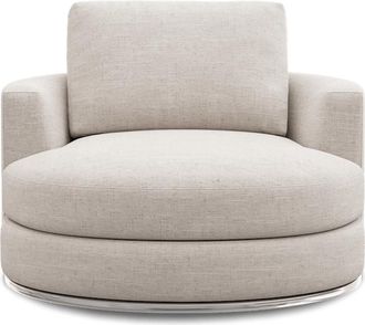 Castlery Hamilton Swivel Armchair 39.4 Customized, Performance Linen Weave Light Grey, Spill Resistant, 360&deg; Swivel for Chairs