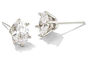 Kendra Scott Cailin Crystal Stud Womens Earrings Earring Silver White CZ