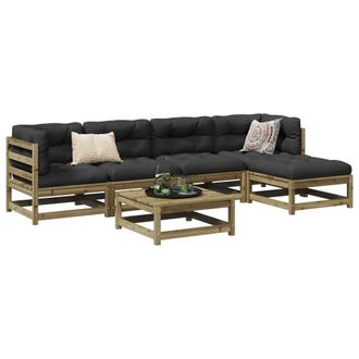 vidaXL Juego De Sof&aacute;s De Jard&iacute;n 6 Piezas Madera De Pino Impregnada Vidaxl