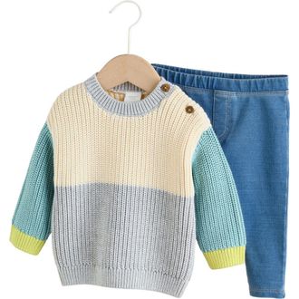 Next Colorblock Sweater & Leggings Set in Blue at Nordstrom, Size 9-12M