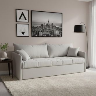 Dmora Sof&aacute; Cama 3 Plazas Avellana, Desenfundable, Lavable, Hecho En Italia, Hidr&oacute;fugo, Cama Extra&iacute;ble Con Colch&oacute;n Y Somier, 205x86 Cm