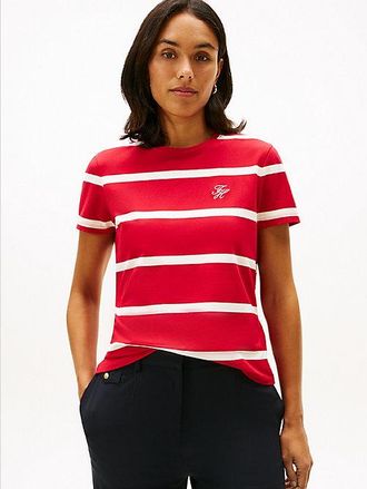 Tommy Hilfiger Logo Embroidery Jersey Crew Neck T-Shirt
