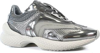 Roberto Cavalli Lace-Up Running Sneaker in Silver/White/Grey at Nordstrom, Size 13