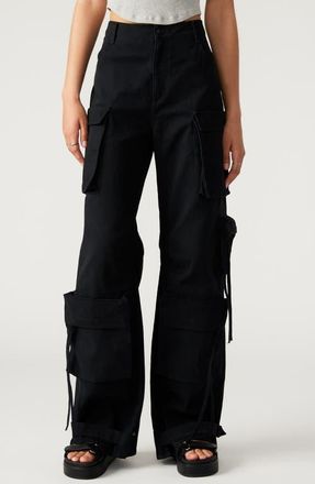 Steve Madden Duo Wide Leg Cargo Pants in Black at Nordstrom, Size X-Small