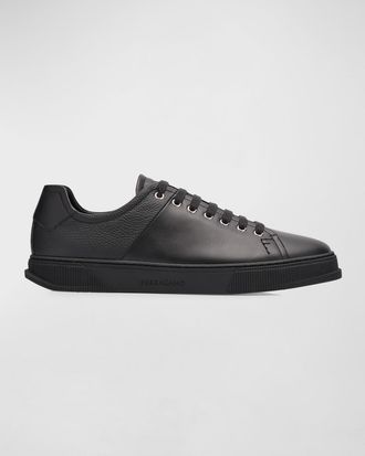 Ferragamo Mens Clayton Mixed Leather Low-Top Sneakers