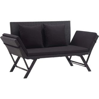vidaXL vidaXL Panchina da Giardino con Cuscini 176 cm Nera in Polyrattan