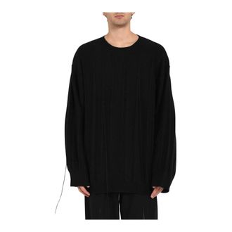 Andrea Ya'aqov Round-neck Knitwear, male, Black, Size: M Round-neck Knitwear