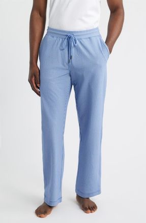Daniel Buchler Pinstripe Seersucker Pajama Pants in Blue Stripe at Nordstrom, Size Xx-Large