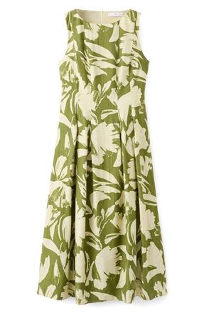 Mango Floral Print Sleeveless Maxi Dress in Green at Nordstrom, Size 2
