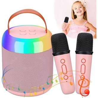 OEM M&aacute;quina De Karaoke Port&aacute;til Con 2 Micr&oacute;fonos - M&aacute;quina De Karaoke Port&aacute;til Con Luz Led Y Efectos De Cambio De Voz - Ideal Como Regalo De Cumplea&ntilde;os O 