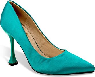 Chase + Chloe by Intouch Footwear Yasmin Pointed Toe Pump in Turquoise Satin at Nordstrom Rack, Size 7.5