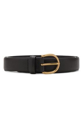 Mango Pebble Leather Belt in Dark Brown at Nordstrom, Size Large