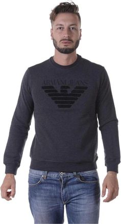 Armani Jeans Hoodie - Heren - Ronde hals truien - Grijs - M - Katoen - Truien & Vesten