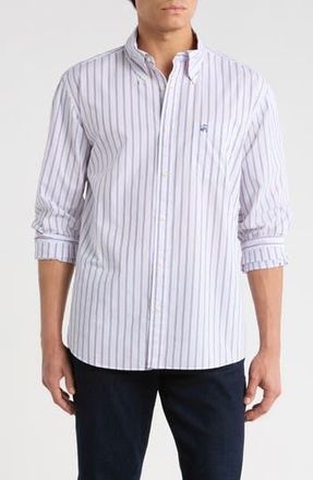Brooks Brothers Sport Fit Stripe Cotton Button-Down Shirt in Navymultistp at Nordstrom Rack, Size Xx-Large