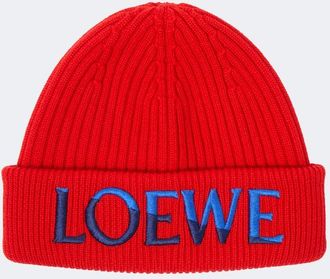 Loewe Logo ribbed-knit wool beanie