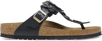 Birkenstock Gizeh Flower Narrow Fit - Dames - Schoenen - Zwart - Maat: 36 EU Leer