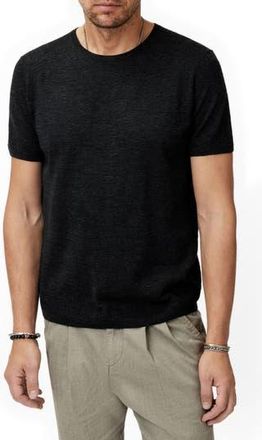 John Varvatos Alvito Regular Fit Short Sleeve Wool Sweater in Charcoal at Nordstrom Rack, Size Small